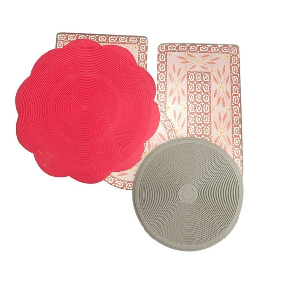 Temp-tations Old World Red Trivet Hot Plate Silicone Mat Lot by Tara PD045 - Picture 6 of 7